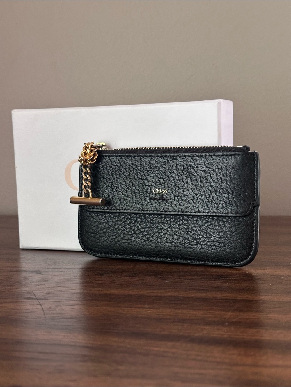 Chloe Drew Pebbled Leather Card Holder & Box